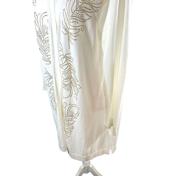 Eileen Fisher White Embellished Open Cardigan - Picture 7 of 12